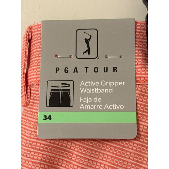 NWT PGA Tour Shorts Living Coral 34 Moisture Wicking Performance Stretch Fabric - Picture 3 of 6